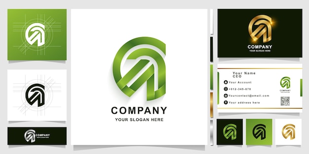 Vector letter gna or cna monogram logo template with business card design