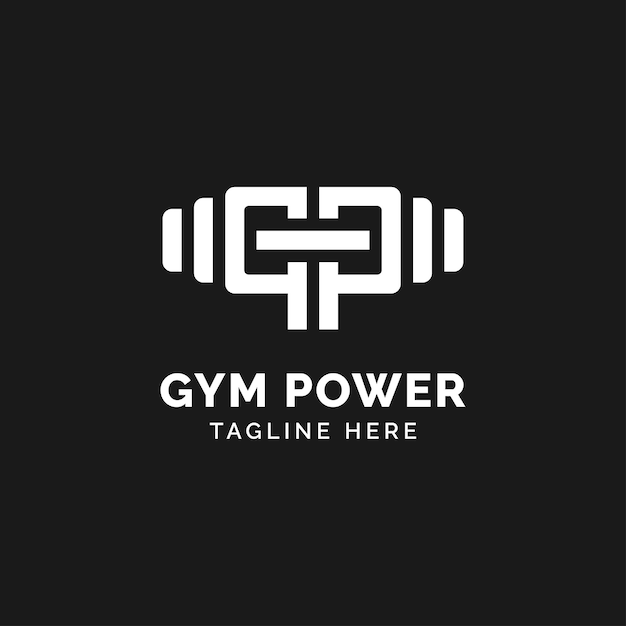 Letter gp and barbell for fitness gym logo design vector illustration