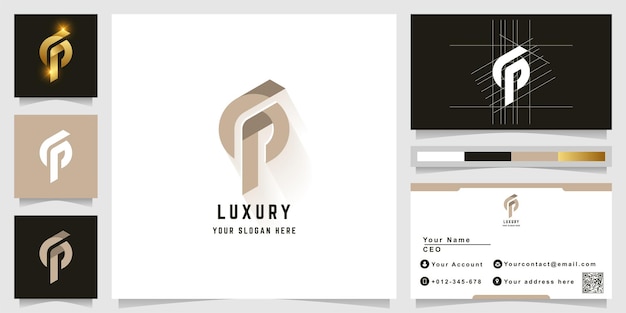 Letter GP or LP monogram logo with business card design