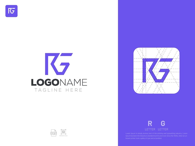 Letter GR monogram initial logo geometric modern gradient grid logo