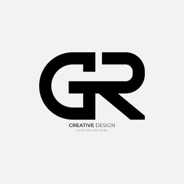Letter Gr of Rg initiaal met creatieve lijnvorm uniek abstract monogram vormen alfabet logo