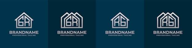Буквы GR и RG Home Logo Set Подходит для любого бизнеса, связанного с интерьером строительства дома с инициалами GR или RG.