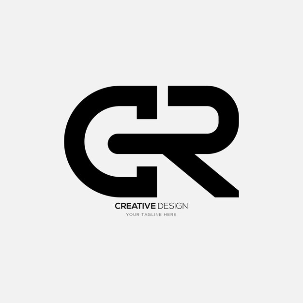 Vector letter gr or rg modern shapes alphabet abstract creative typography monogram logo