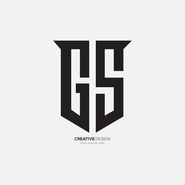 Letter gs met klassiek creatief monogramlogo in schildvorm