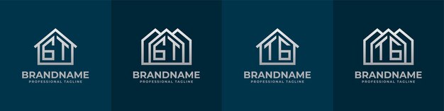 Letter GT and TG Home Logo Set Suitable for any business related to house real estate construction interior with GT or TG initials