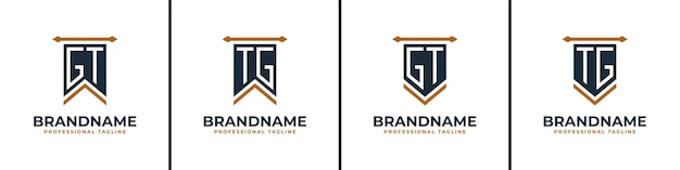 Letter GT and TG Pennant Flag Logo Set Represent Victory Suitable for any business with GT or TG initials