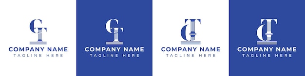 Letter GT and TG Pillar Logo Set suitable for business with GT and TG related to Pillar