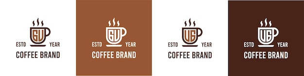GU または UG のイニシャルを持つコーヒー紅茶またはその他に関連するビジネスに適した文字 GU および UG コーヒー ロゴ