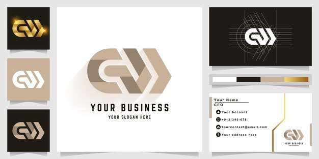 Letter GW or CM monogram logo with business card design