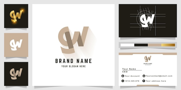 Letter gW or gN monogram logo with business card design