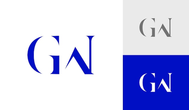 Design del logo monogramma iniziale della lettera gw