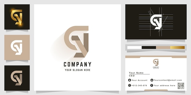 Letter gy or cy monogram logo with business card design