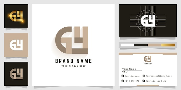 Vector letter gy or gyu monogram logo with business card design