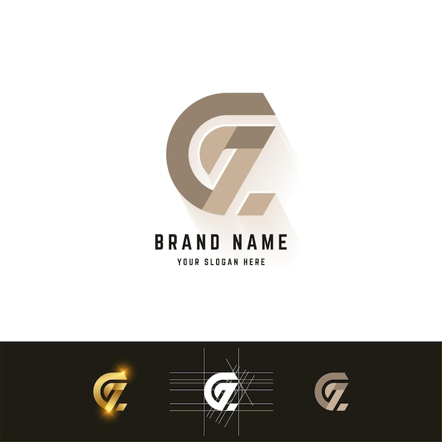 Letter GZ- of GL-monogramlogo met rastermethode-ontwerp