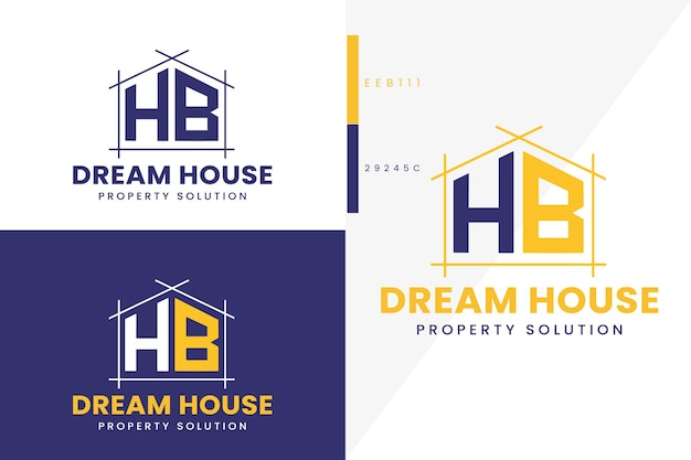 Letter h b monogram logo real estate style premium vector