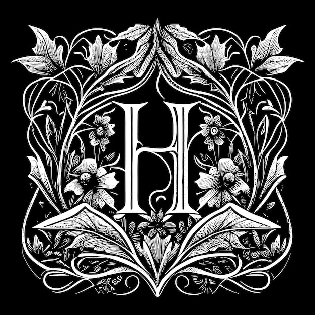 Letter H bloemen ornament logo mooi en ingewikkeld ontwerp