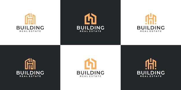 Letter h building logo vector design bundle