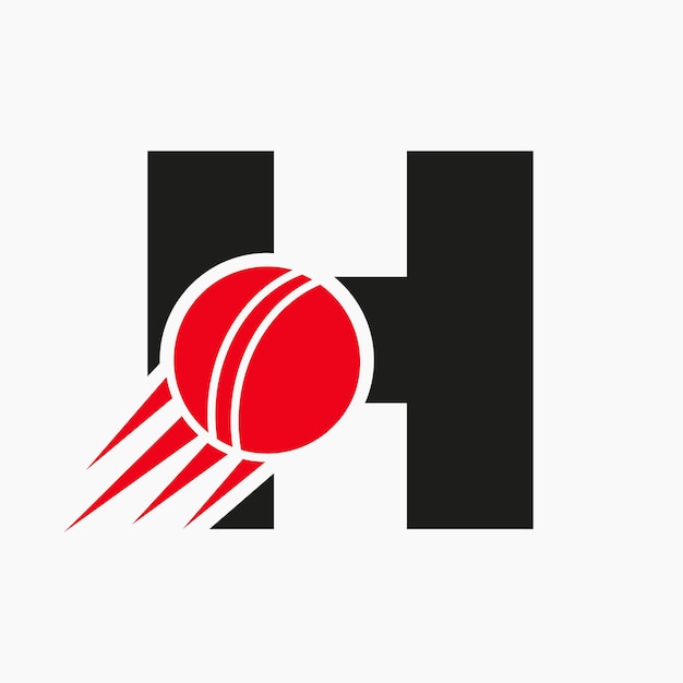 Letter H Cricket Logo Concept Met Bewegende Cricket Bal Pictogram Cricket Sport Logotype Symbool Vector