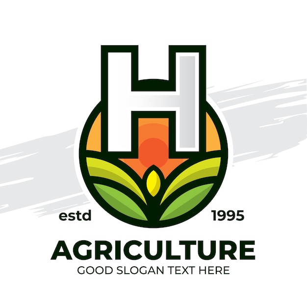 Буква h farm сельскохозяйственный логотип значок шаблона винтажный стиль природа иллюстрация элемент значок фермы