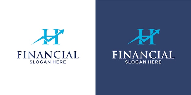 Буква h дизайн логотипа финансового учета