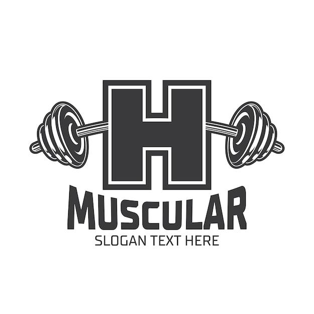 Letter H Fitness Gym logo ontwerp sjabloonontwerp voor sportschool en fitnessclub barbell icoon