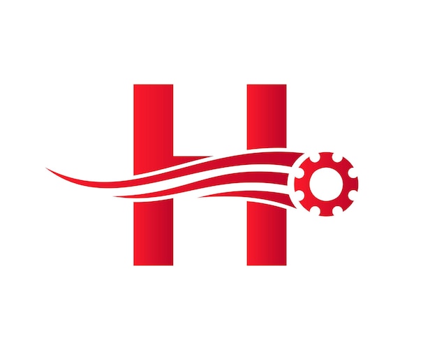 Letter H Gear Cogwheel Logo. Automotive Industrial Icon Gear Logo, Car Repair Symbol