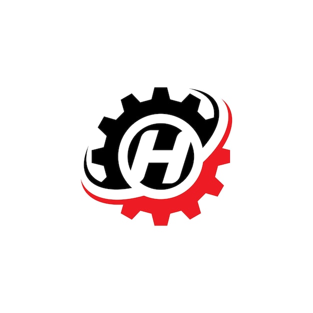 Шаблон дизайна логотипа letter h gear