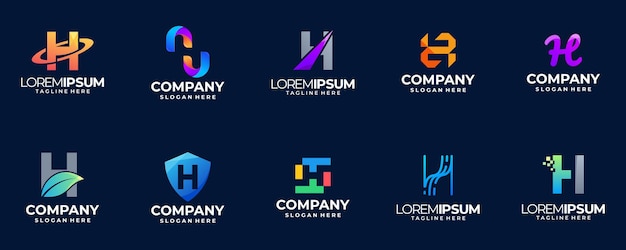 Letter h gradient logo collection