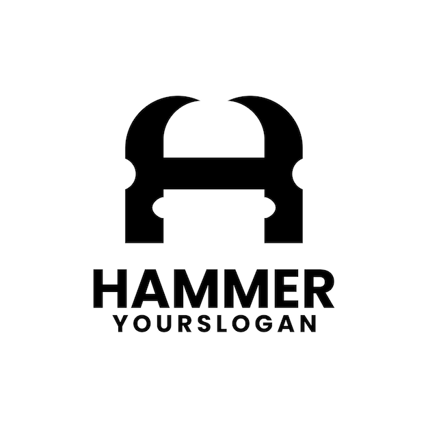 Letter h hamer logo ontwerp