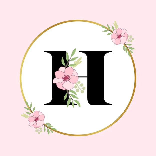 Letter H Hand Drawn Floral Logo