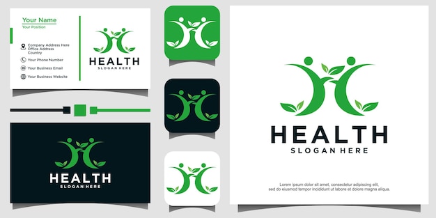 Буква H Дизайн логотипа здорового образа жизни