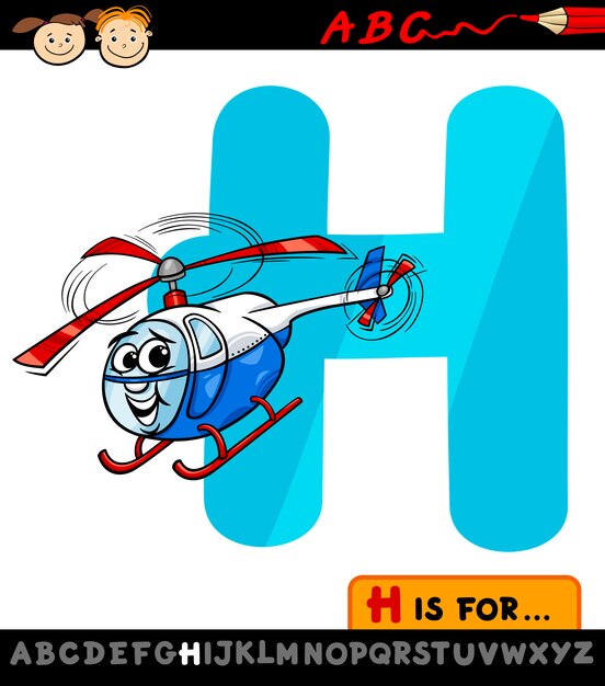 Буква h вертолет шляпа мультфильм иллюстрации