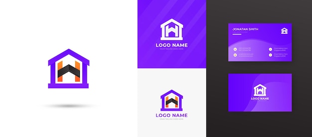 Vector letter h home of real estate logo design een premium vector-sjabloon voor visitekaartjes