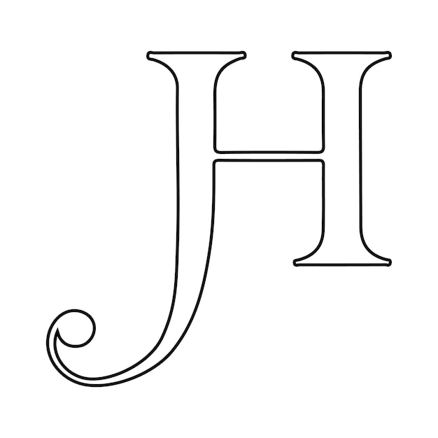 Vector the letter h is in black and white