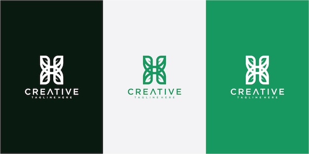 Letter h leaf logo design inspiration. letter h nature concept