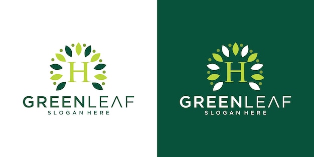 Letter h leaf logo design