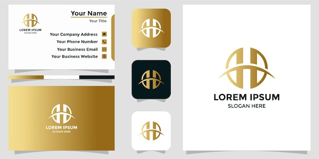 Дизайн логотипа буквы h и визитная карточка