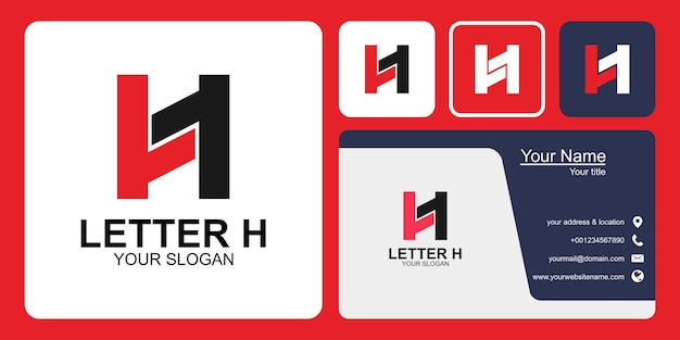 letter H logo design and business card