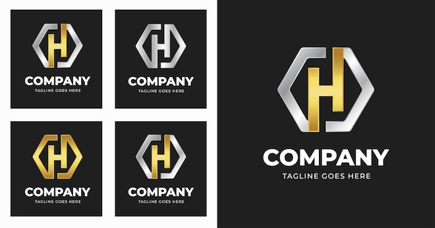 Letter h logo design template with geometric shape style