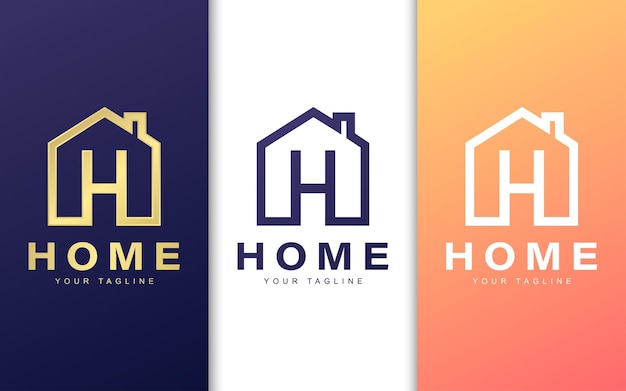 Vector letter h logo template in building. simple home logo concept