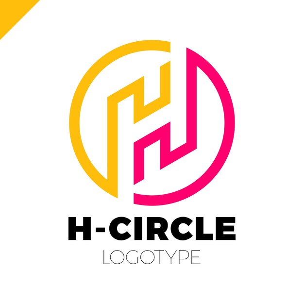 Letter H Logo With Circle in line style Design Template