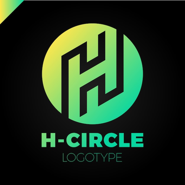 Letter H Logo With Circle in line style Design Template