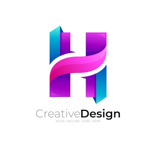 Letter h logo with simple design colorful