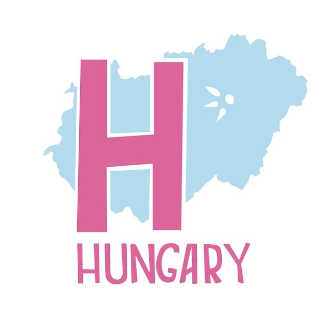 Letter h and map of hungary