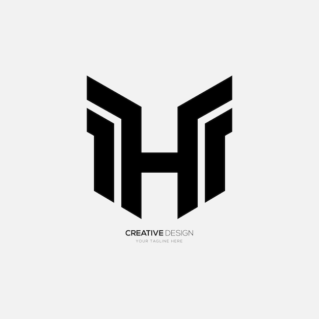 Letter H modern shape unique abstract logo design
