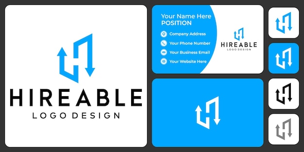 The letter h monogram changes the logo design with a business card template