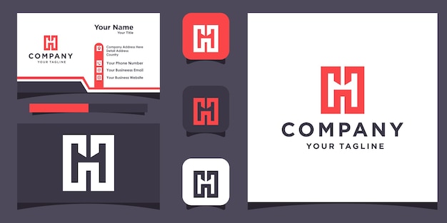 Letter h monogram logo met visitekaartje ontwerp