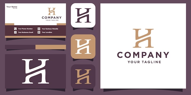 Letter h monogram logo met visitekaartje ontwerp