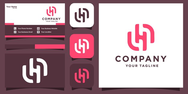 명함 디자인이 있는 Letter H 모노그램 로고