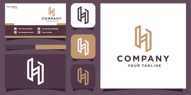 Letter h monogram logo with business card design